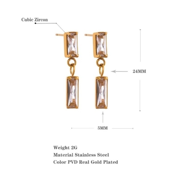 ⭐️classic New 18K Gold Plated CZ  Drop Earrings - Picture 6 of 9